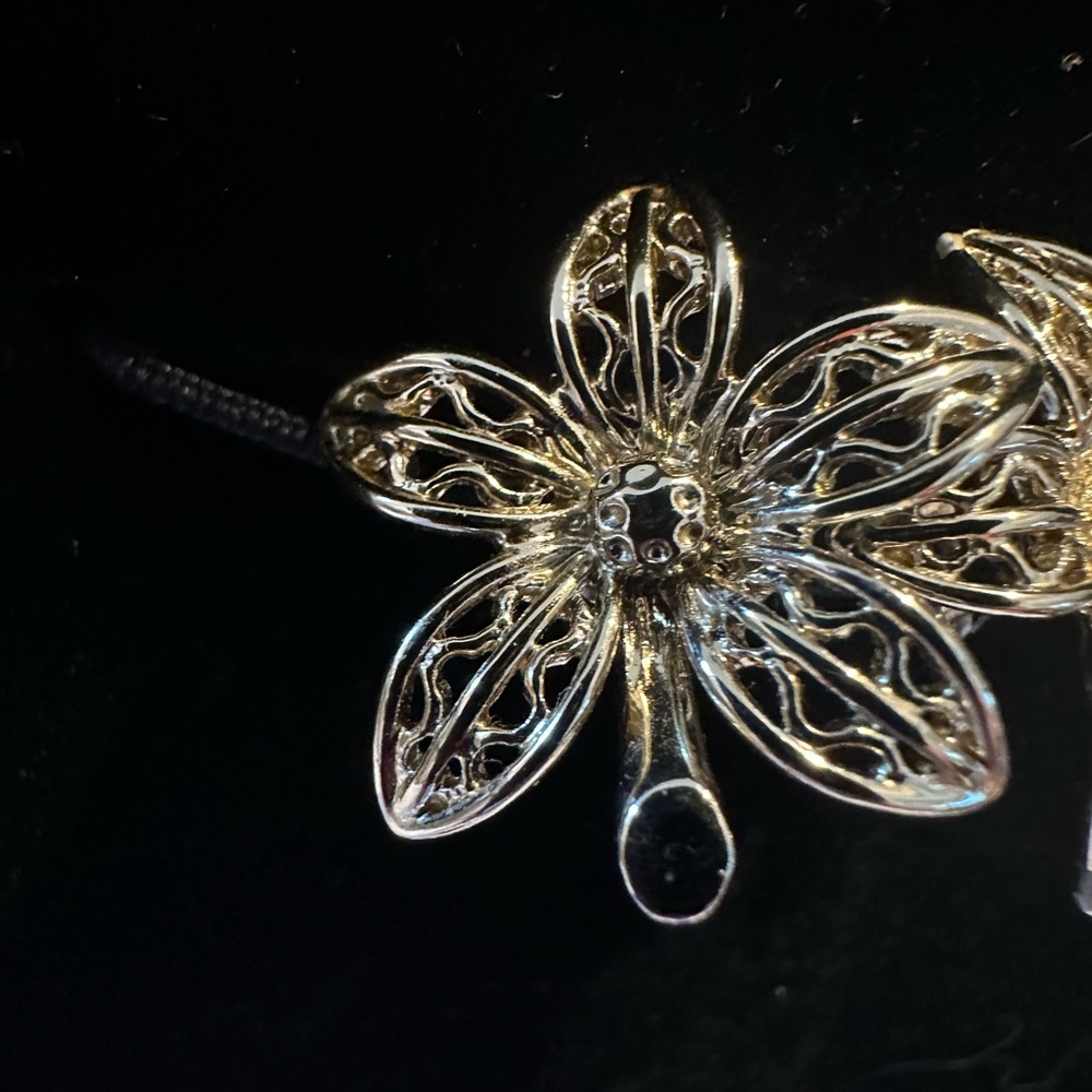 Elegant Gold in color Floral Earrings - Picture 2 of 4